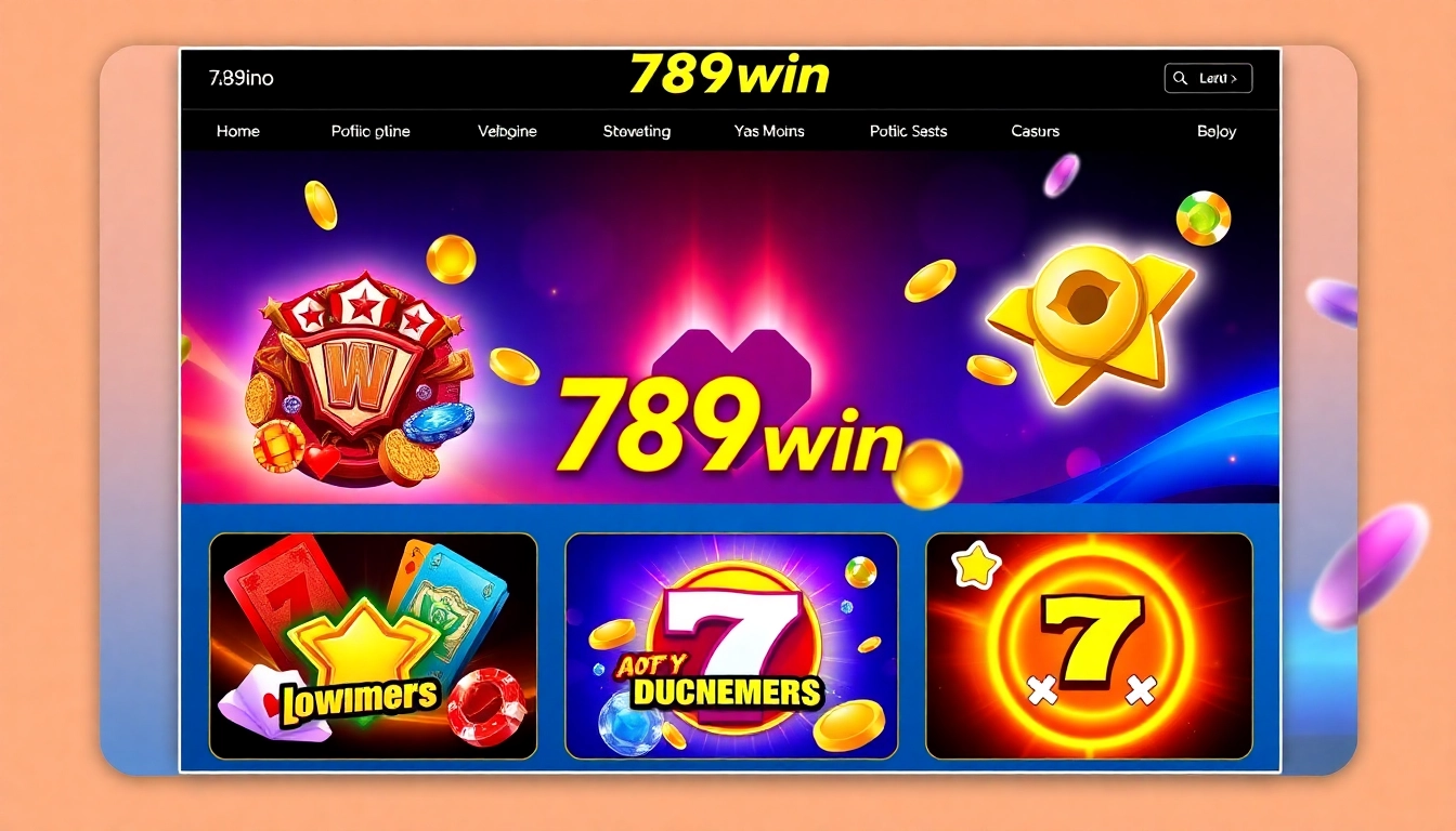 Engaging 789win online casino scene showcasing popular slot games, vibrant visuals, and user interaction in a bright, lively setting.