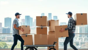 Trusted Apex Local Moving Calgary team carefully handling household items in a modern Calgary neighborhood.