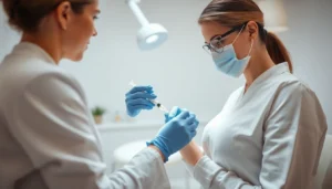 Fettwegspritze Zürich: Expert injectors performing a safe, precise non-surgical fat reduction in a modern clinic setting for effective body contouring.