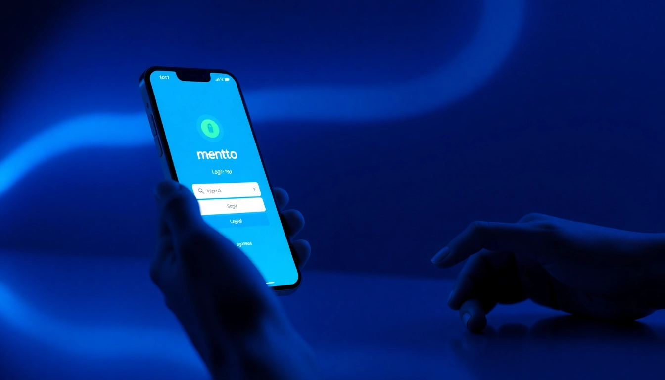 Mentoto login interface on a smartphone with secure access, highlighting ease of use and trustworthiness for online togel players.