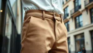 Men's trousers with modern cut and premium fabric suitable for casual and formal wear, designed for comfort and style.