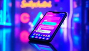 High-resolution illustration of a spicychatai app interface with colorful chat bubbles, highlighting immersive roleplay and visuals for users.
