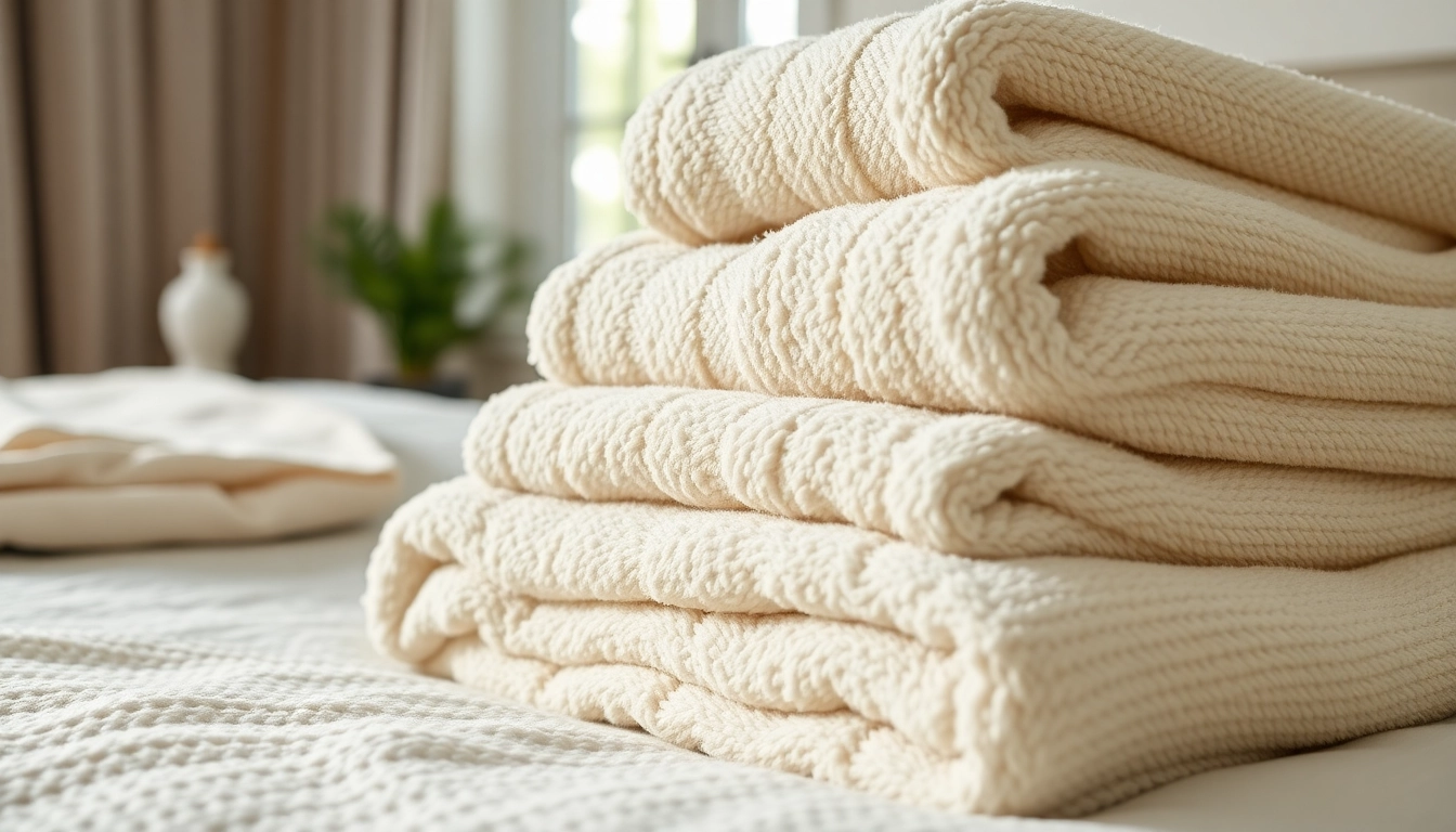 Luxurious Cotton Towels gently folded on a white wooden surface, highlighting their softness and premium quality for a spa-like experience.