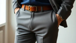 Fashionable trousers for men showcasing premium fabric, perfect fit, and contemporary style for confident looks.