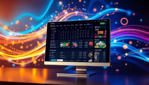 An online sportsbook and casino platform displaying live betting markets and sports options on a sleek digital screen.