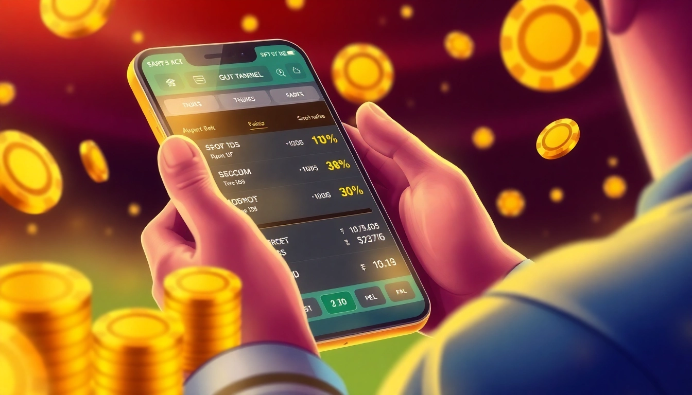 Gold365 platform showcasing a user engaging with live sports betting on mobile, highlighting secure transactions and diverse gaming options for Indian players.