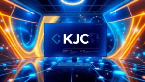 KJC logo integrated into a digital network representing global connectivity and technological innovation for seamless user experience.