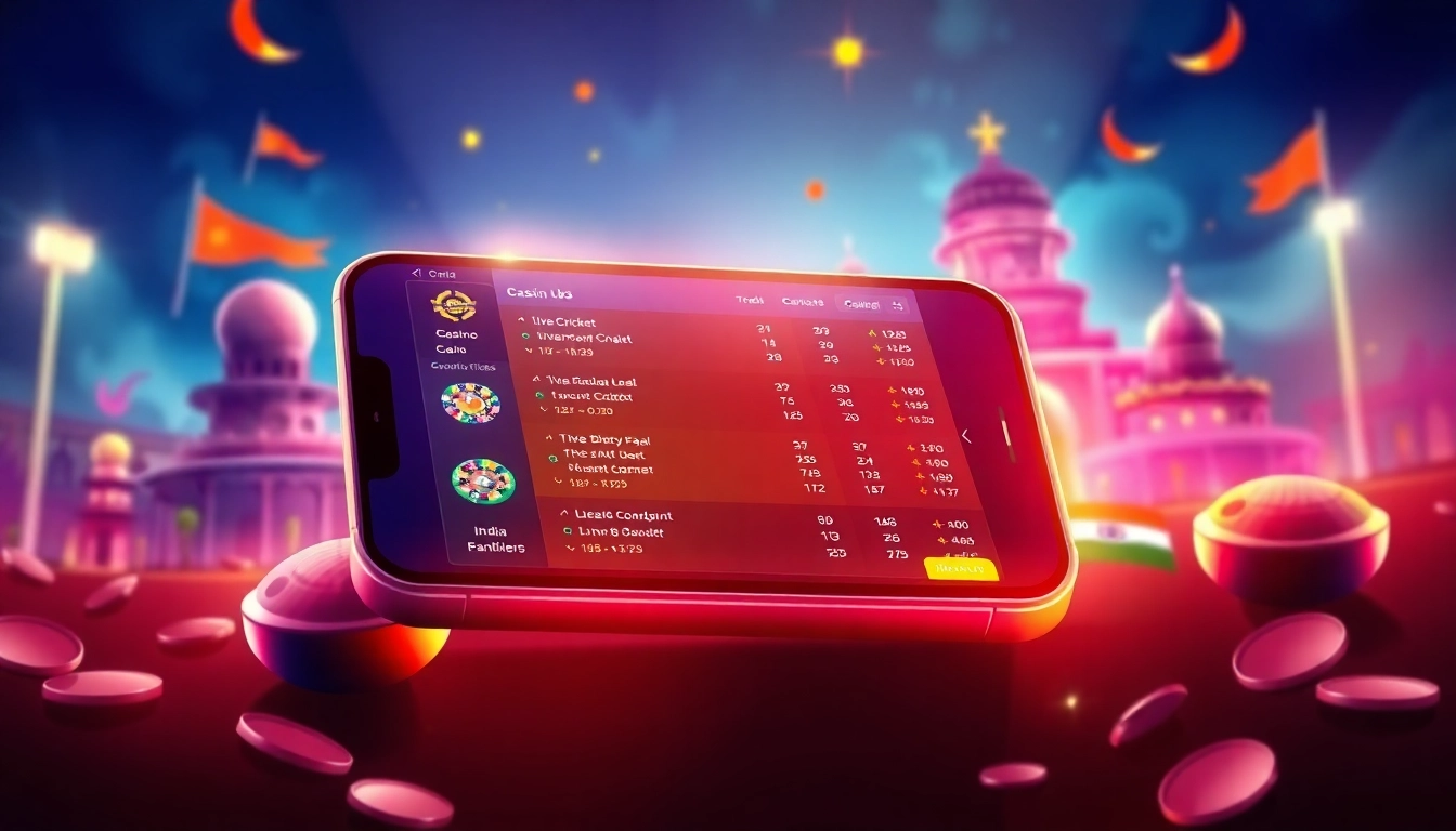 Lotus365 betting app in action with live cricket scores and casino games, accessory for Indian sports enthusiasts.