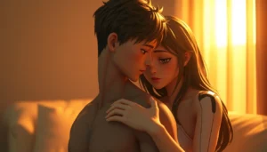Detailed NSFW AI generated scene showcasing realistic characters for mature audiences, emphasizing emotional depth and high-quality visuals.