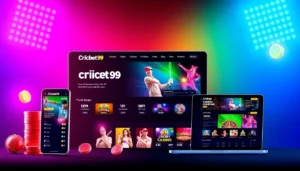 Cricbet99 online betting platform with cricket, casino games, and mobile app interface in action