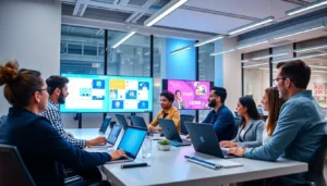 Business professionals using social sourcing platforms to enhance talent acquisition and team