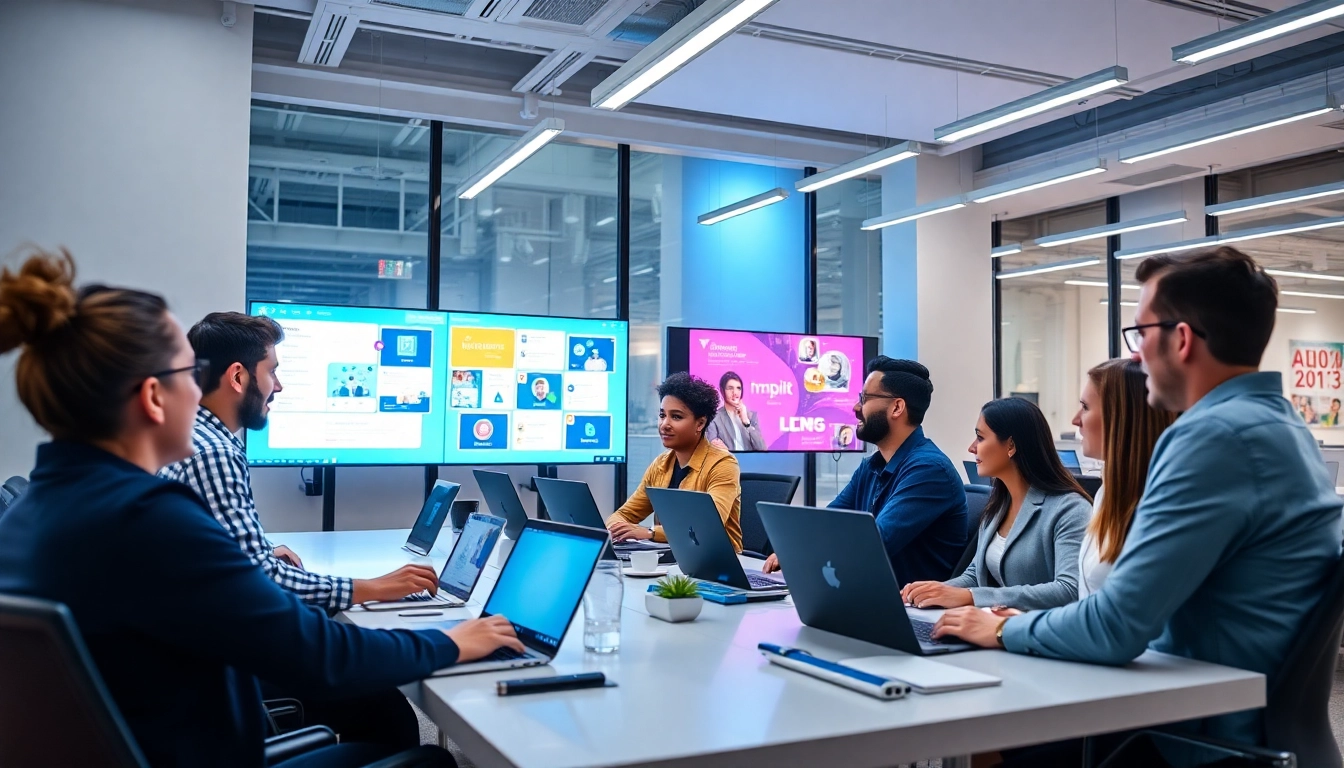 Business professionals using social sourcing platforms to enhance talent acquisition and team