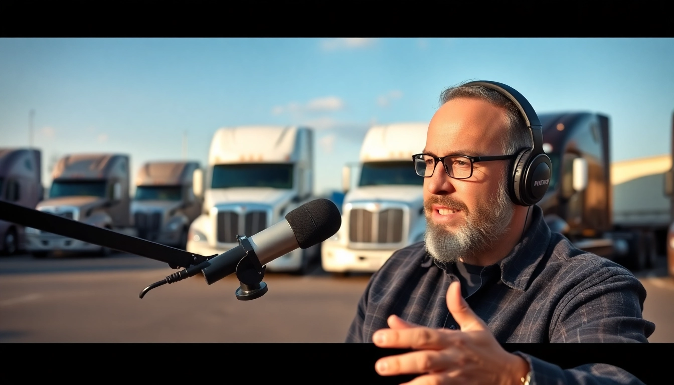 Truckers voice podcast host engaging with drivers during a live interview on the road,