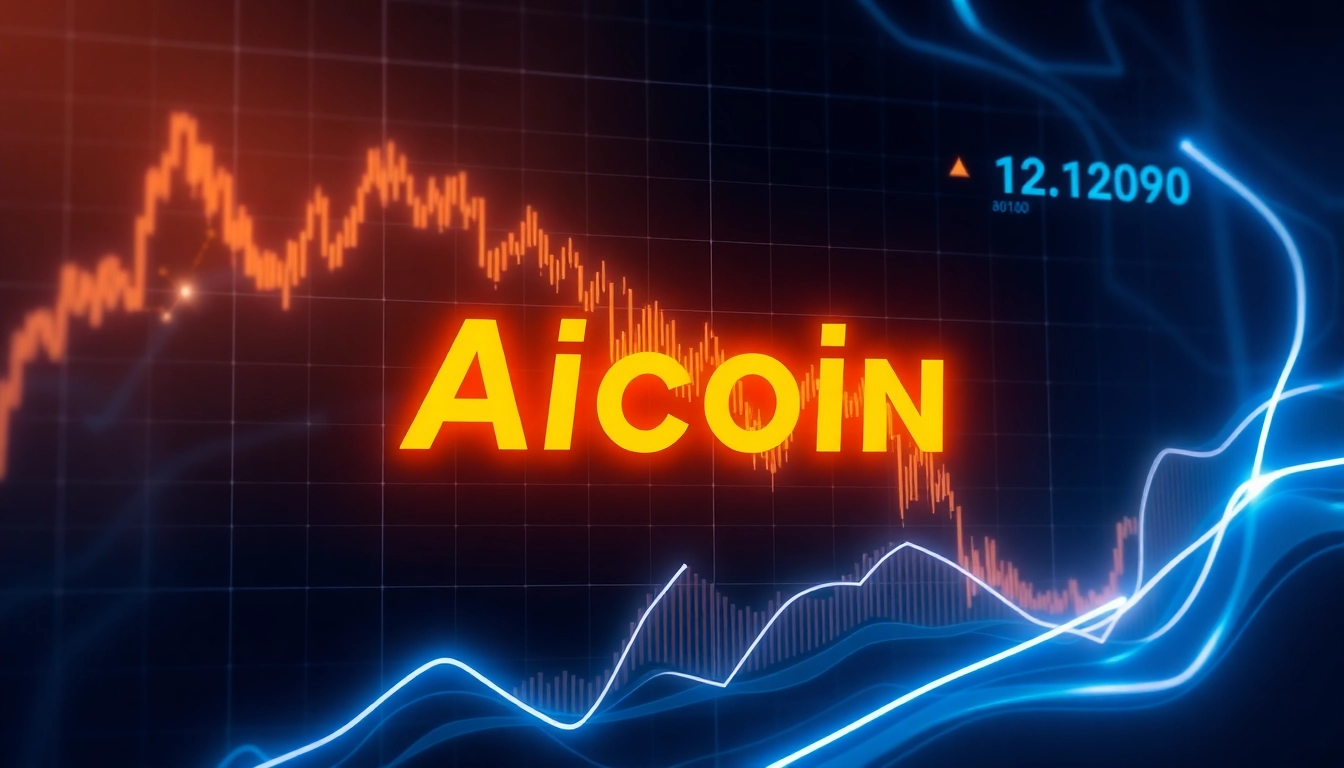 Aicoin digital market analysis chart with real-time data and futuristic design elements